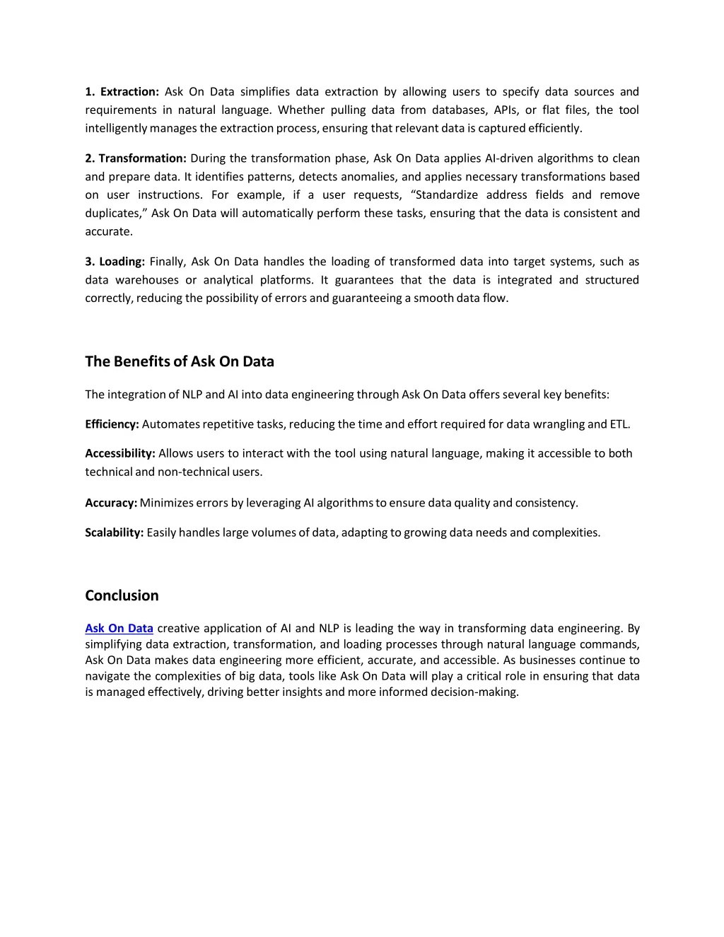 1 extraction ask on data simplifies data