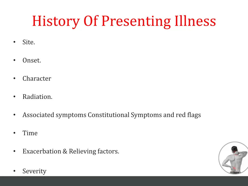 history of presenting illness