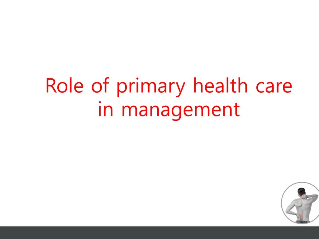 role of primary health care in management