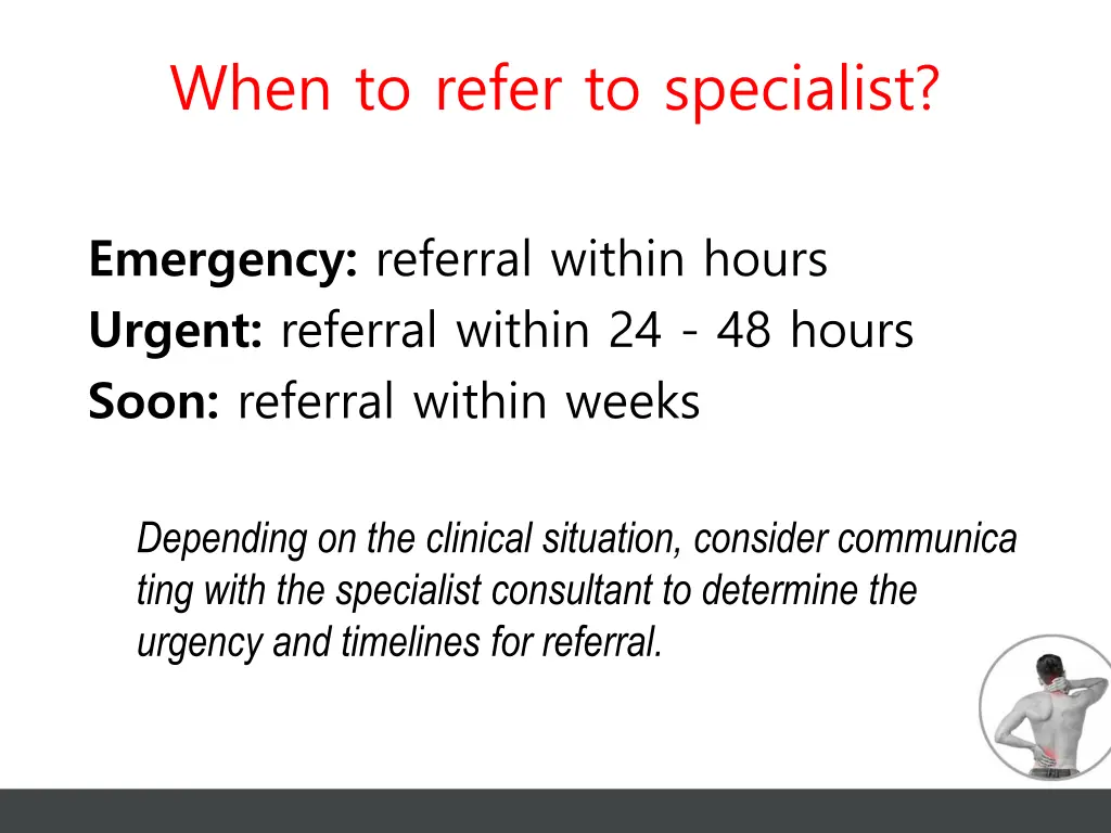 when to refer to specialist