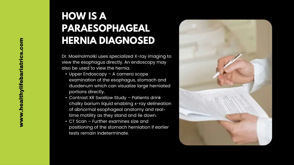 how is a paraesophageal hernia diagnosed