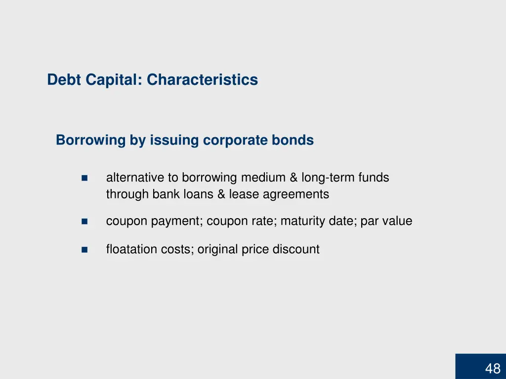 debt capital characteristics