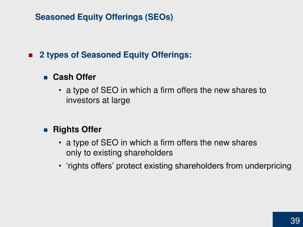 seasoned equity offerings seos 1