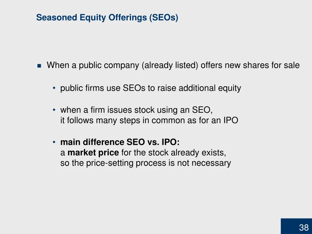 seasoned equity offerings seos