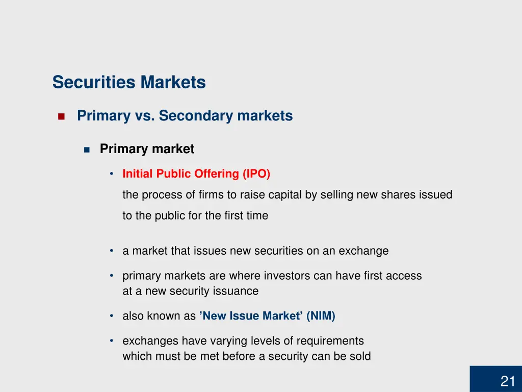 securities markets 1