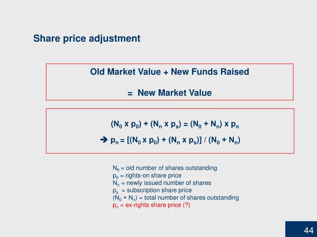 share price adjustment