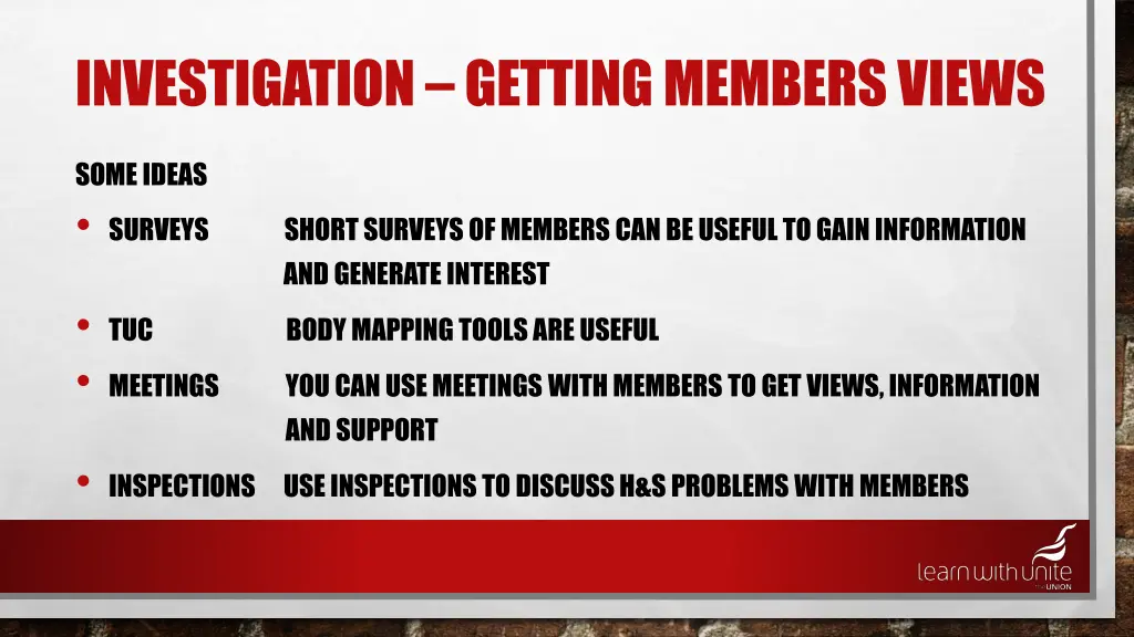 investigation getting members views 2