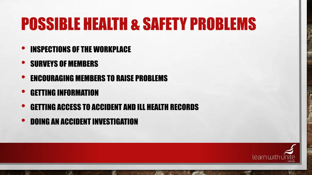 possible health safety problems