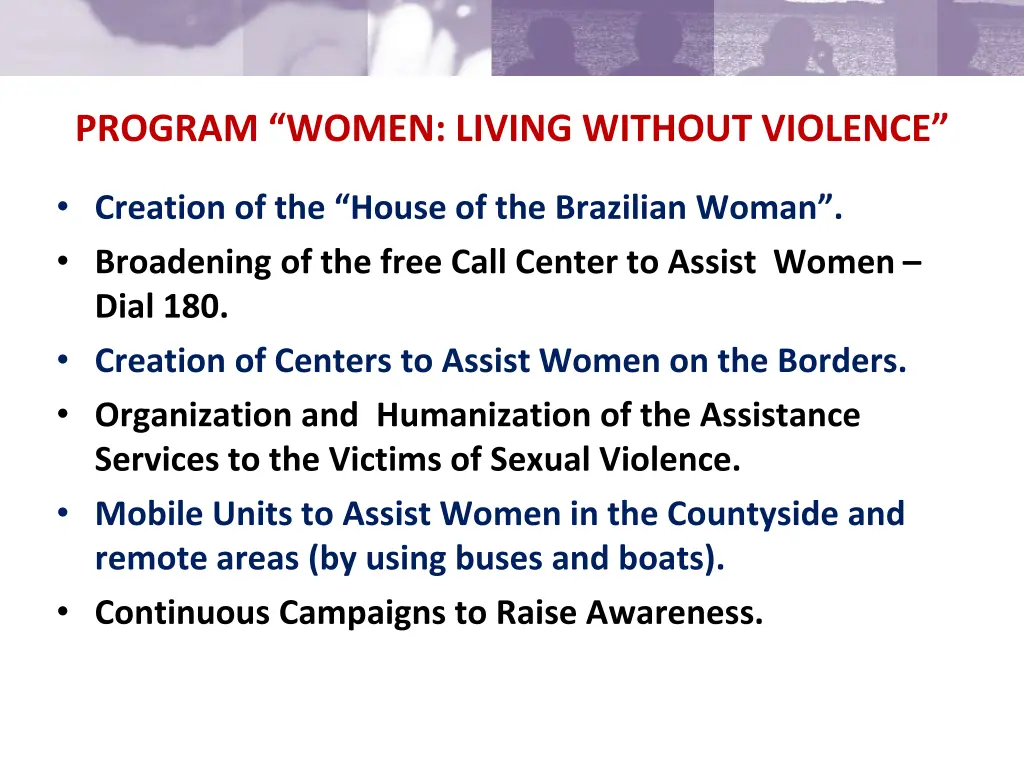 program women living without violence