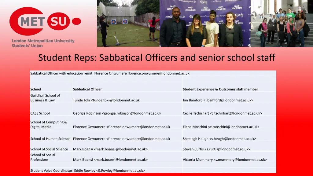 student reps sabbatical officers and senior