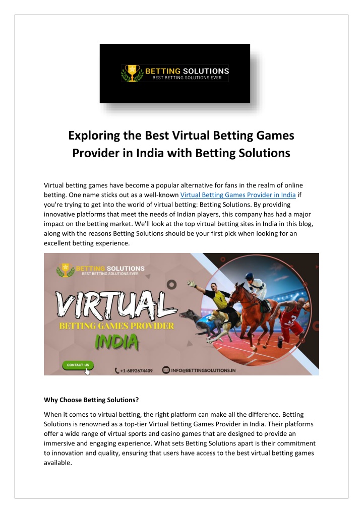 exploring the best virtual betting games provider