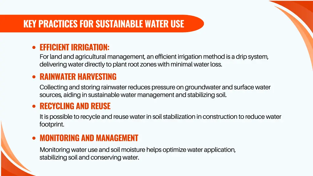 key practices for sustainable water use