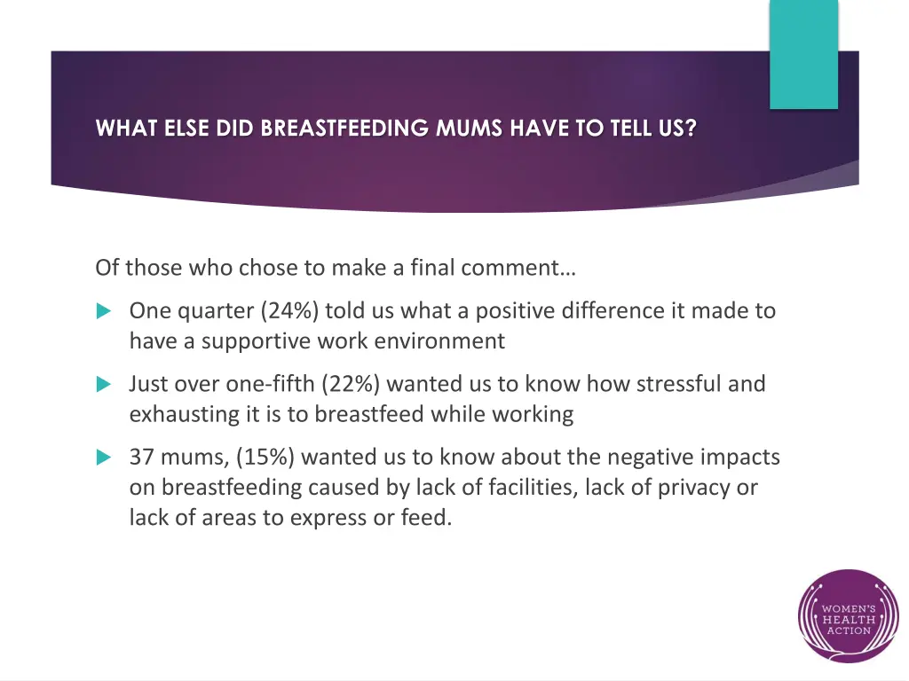 what else did breastfeeding mums have to tell us