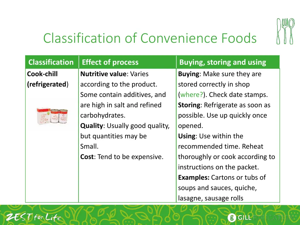 classification of convenience foods 3