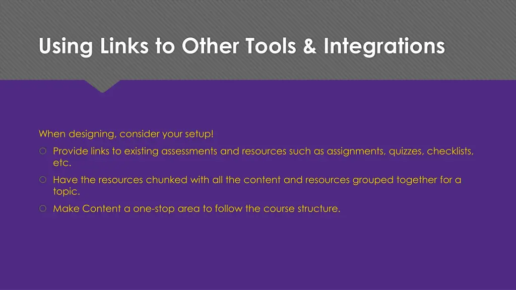 using links to other tools integrations