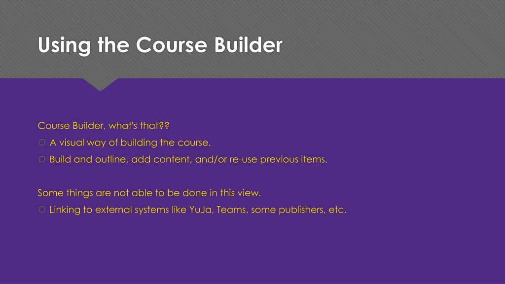 using the course builder