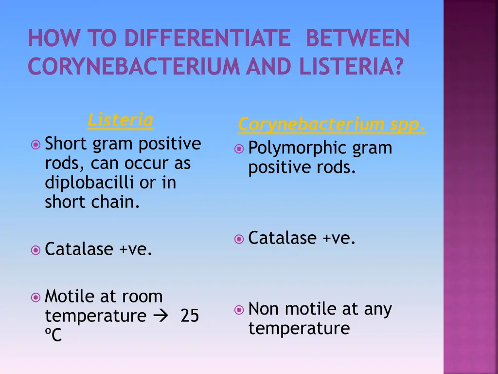 how to differentiate between corynebacterium