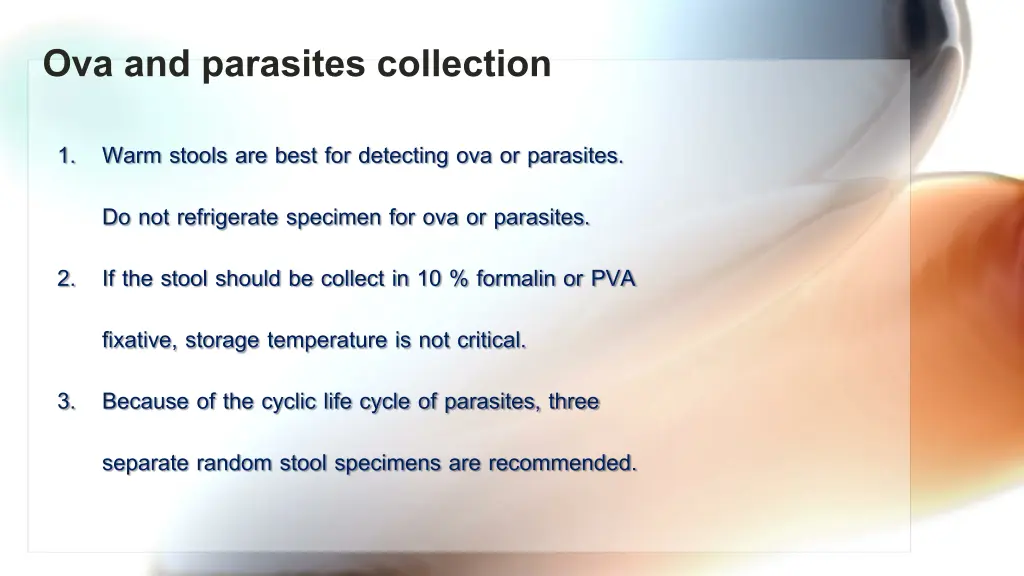 ova and parasites collection