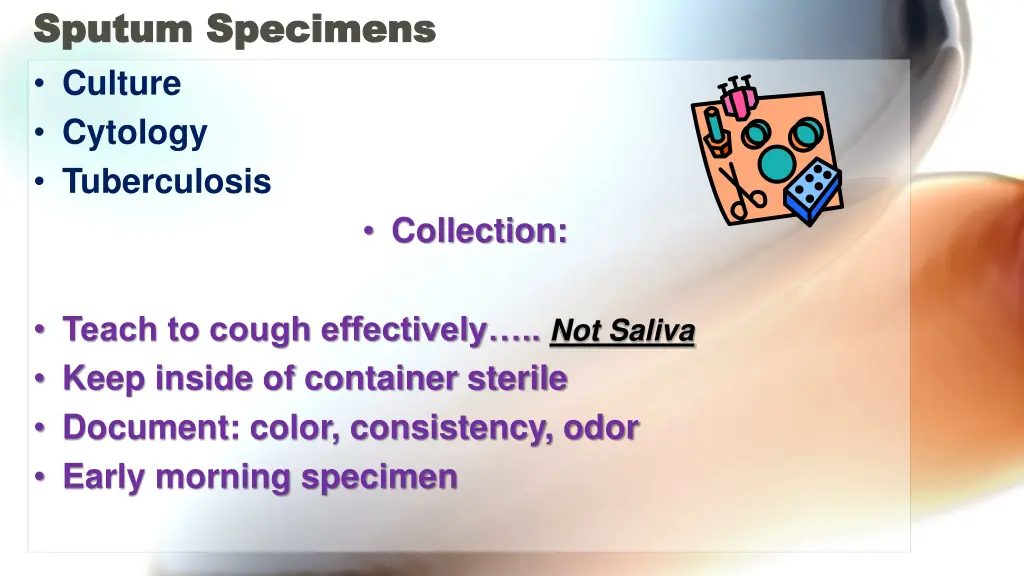 sputum specimens sputum specimens culture