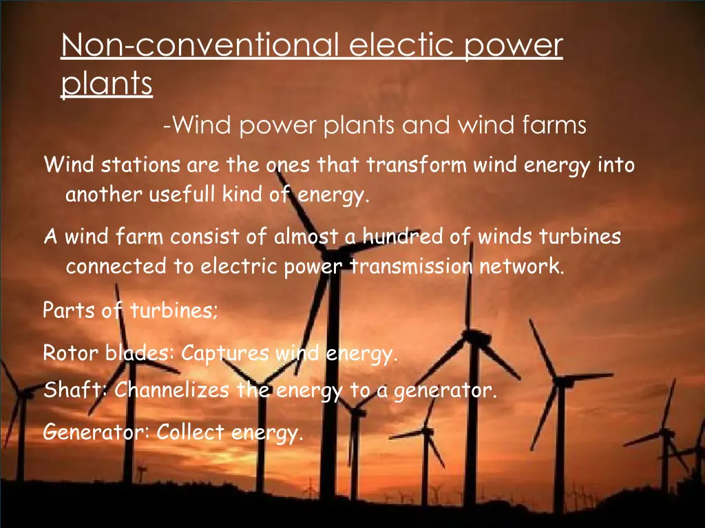 non conventional electic power plants wind power