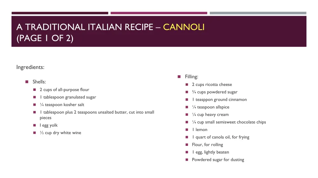 a traditional italian recipe cannoli page 1 of 2