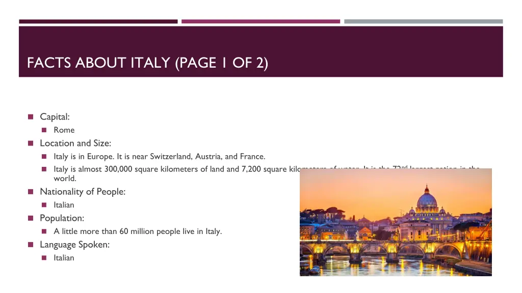 facts about italy page 1 of 2