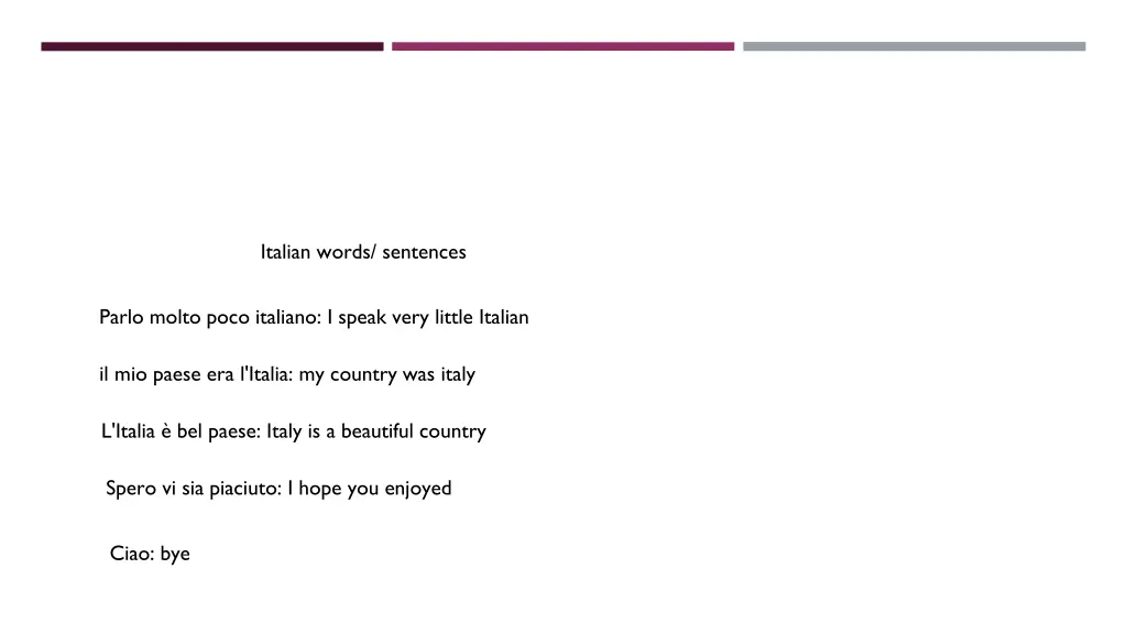 italian words sentences