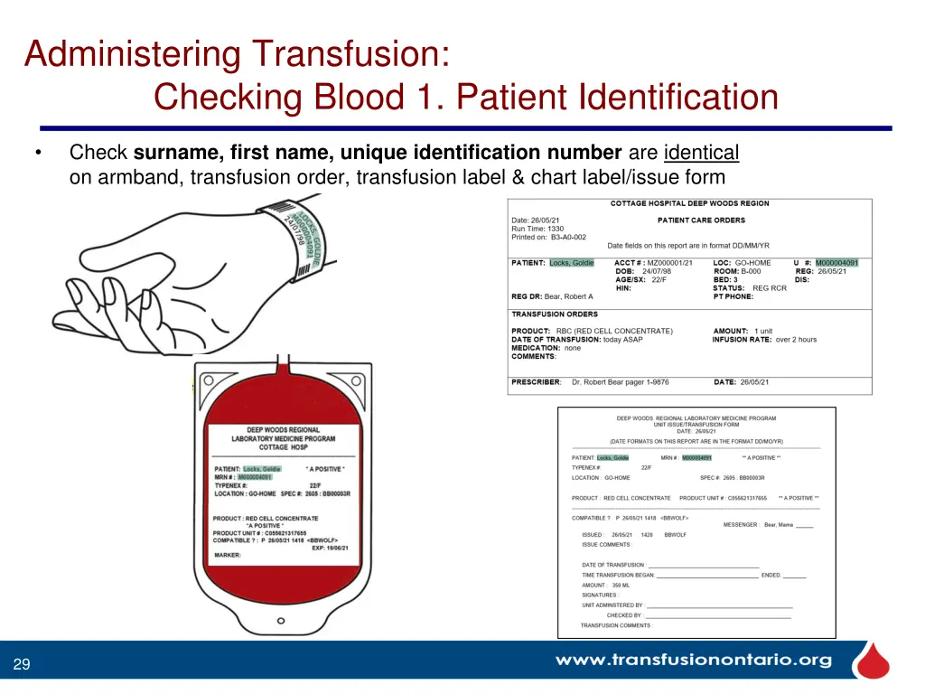 administering transfusion checking blood 1