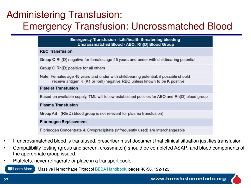 administering transfusion emergency transfusion