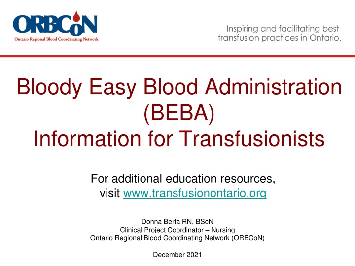 bloody easy blood administration beba information