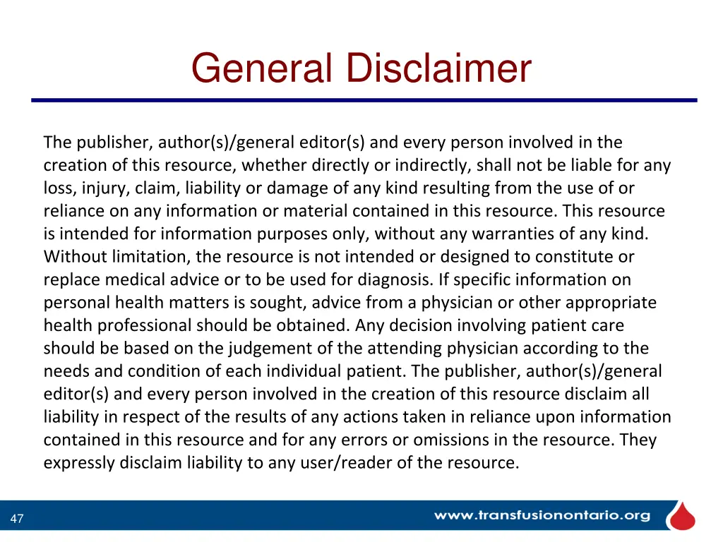 general disclaimer