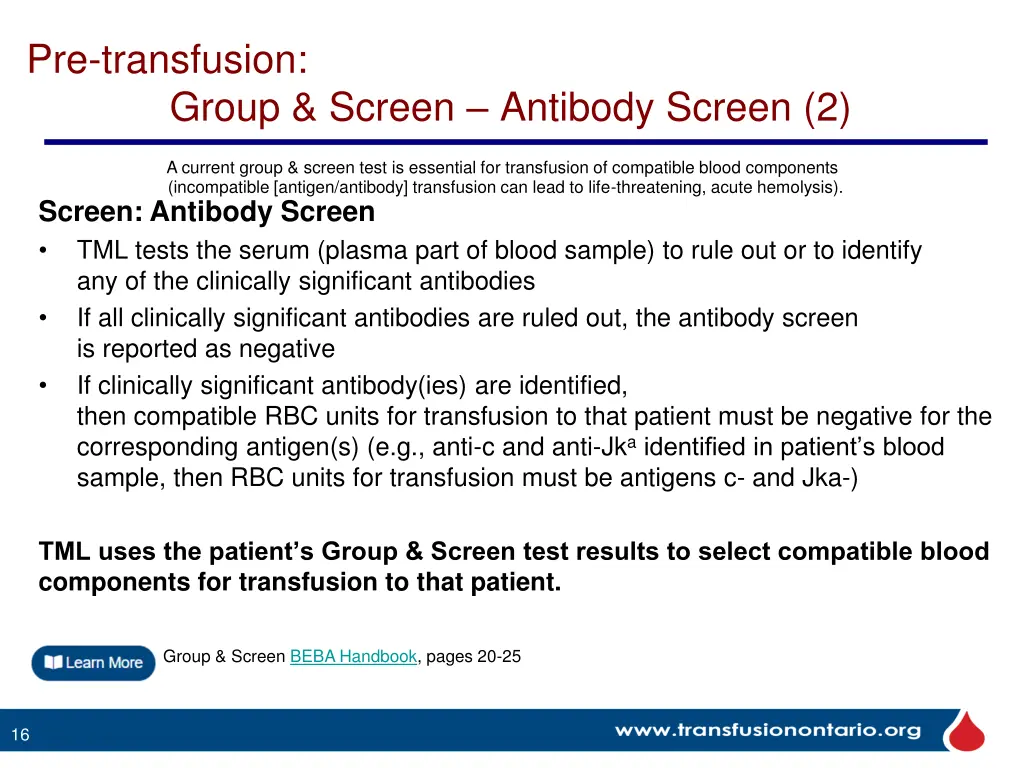 pre transfusion group screen antibody screen 2