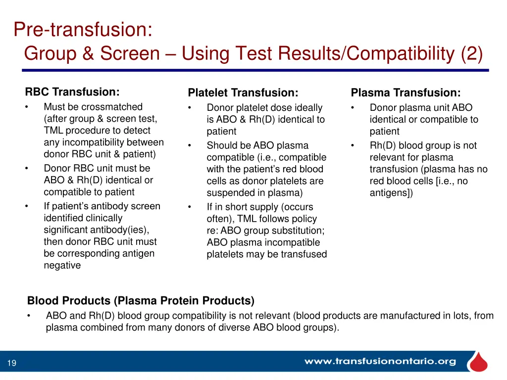 pre transfusion group screen using test results 1