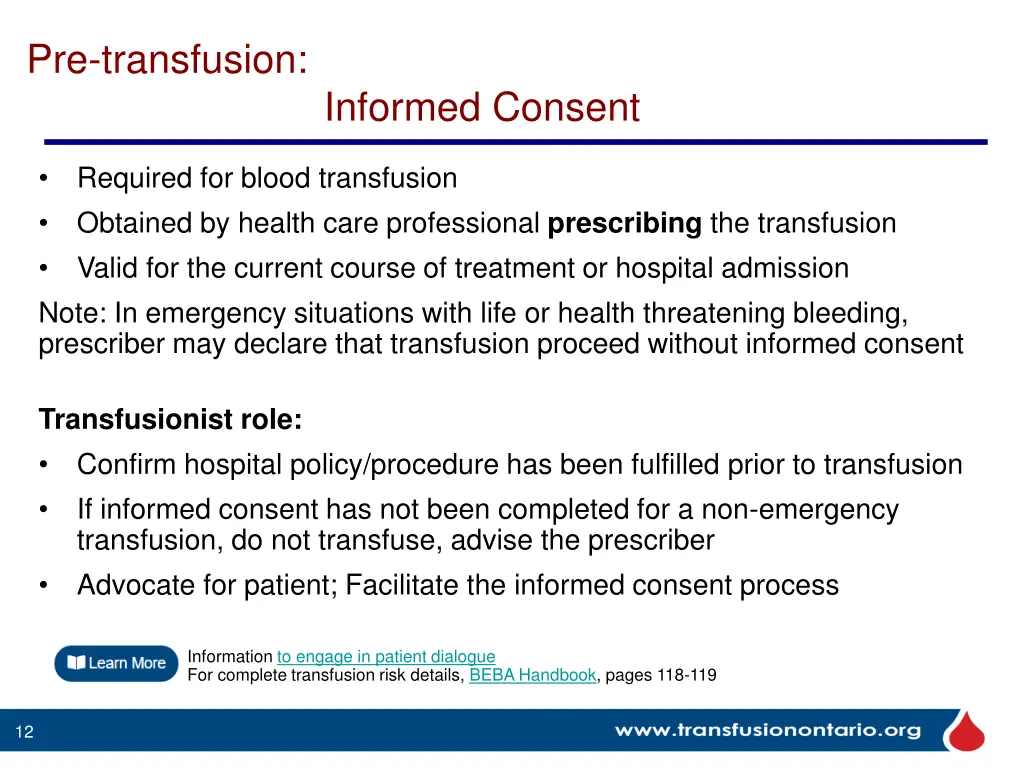 pre transfusion informed consent