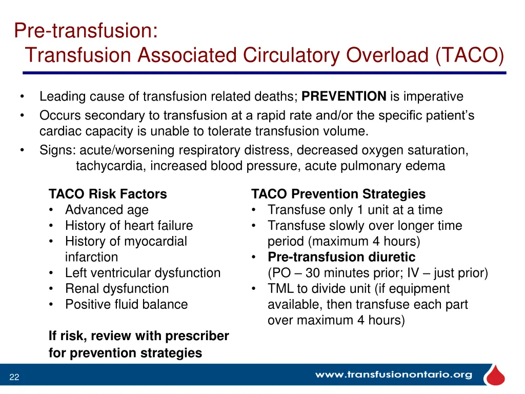 pre transfusion transfusion associated