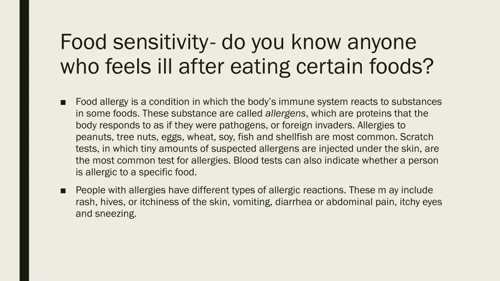 food sensitivity do you know anyone who feels