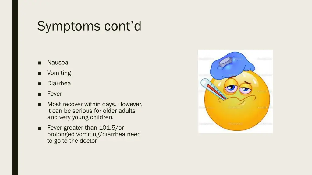 symptoms cont d