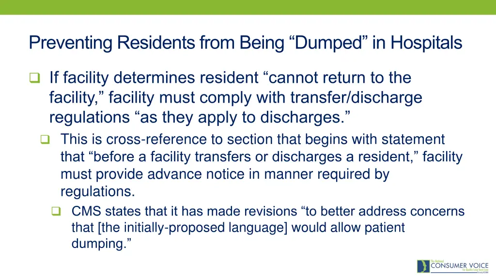 preventing residents from being dumped