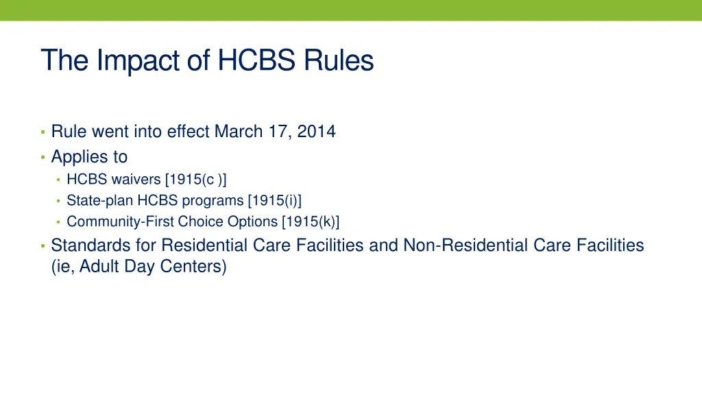 the impact of hcbs rules