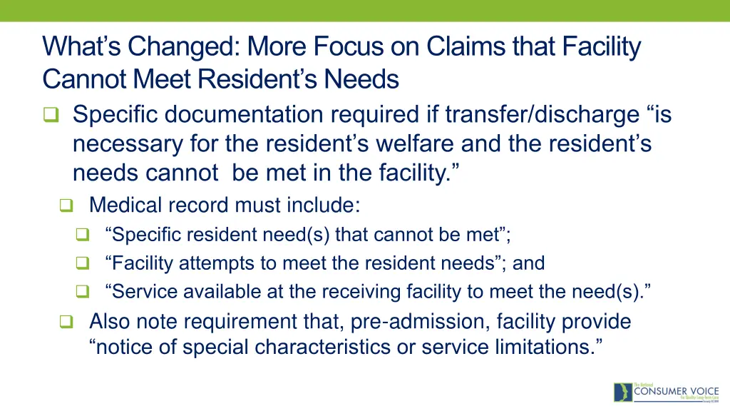 what s changed more focus on claims that facility