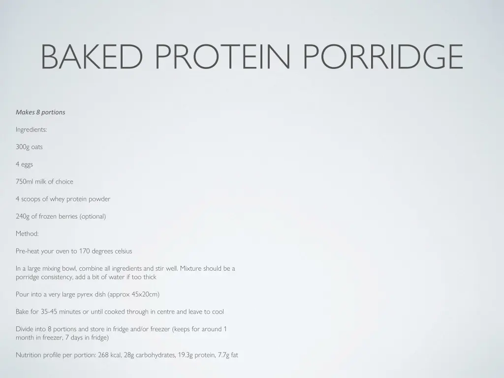 baked protein porridge