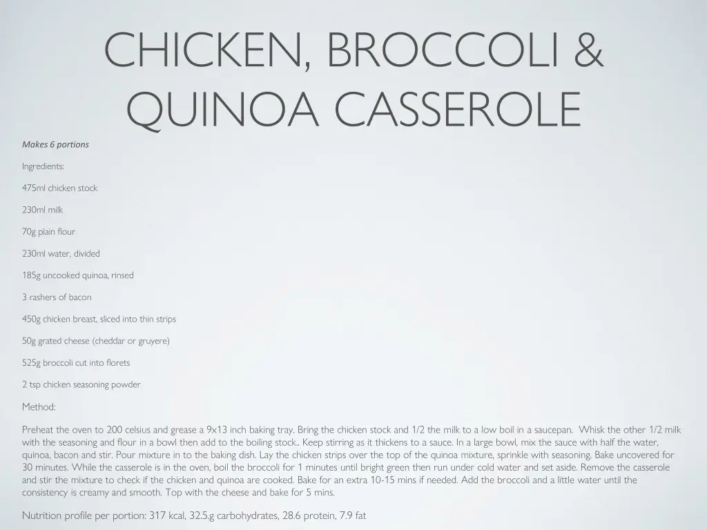 chicken broccoli quinoa casserole