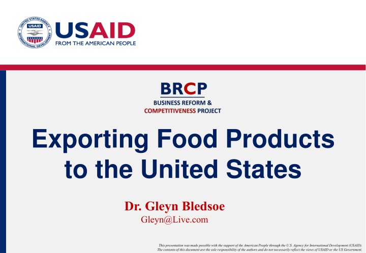 exporting food products to the united states