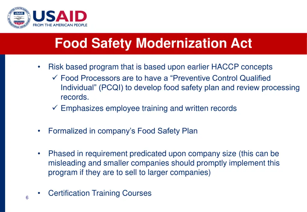 food safety modernization act