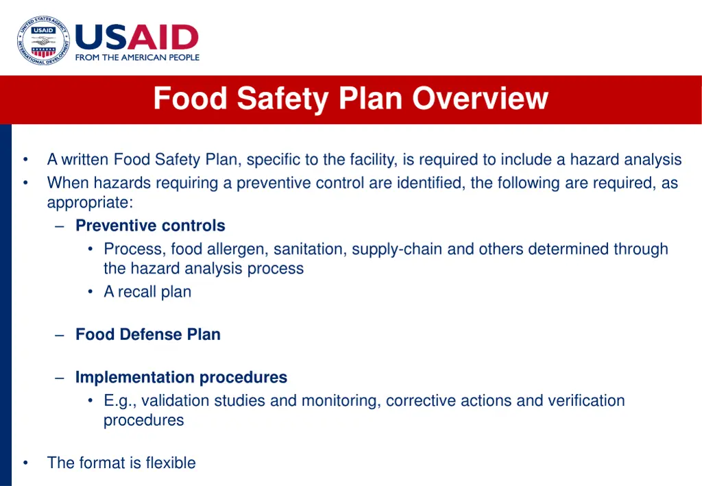 food safety plan overview