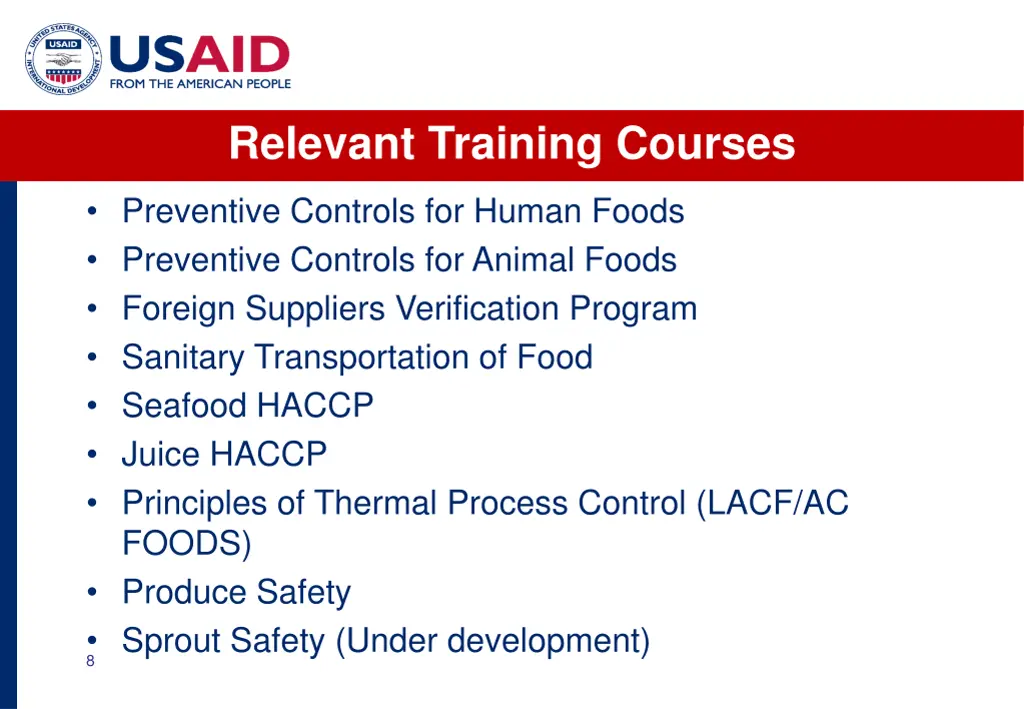 relevant training courses