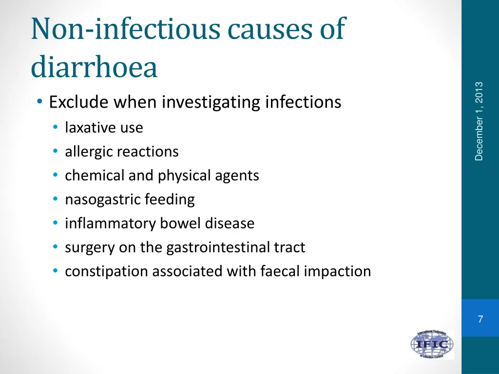 non infectious causes of diarrhoea exclude when