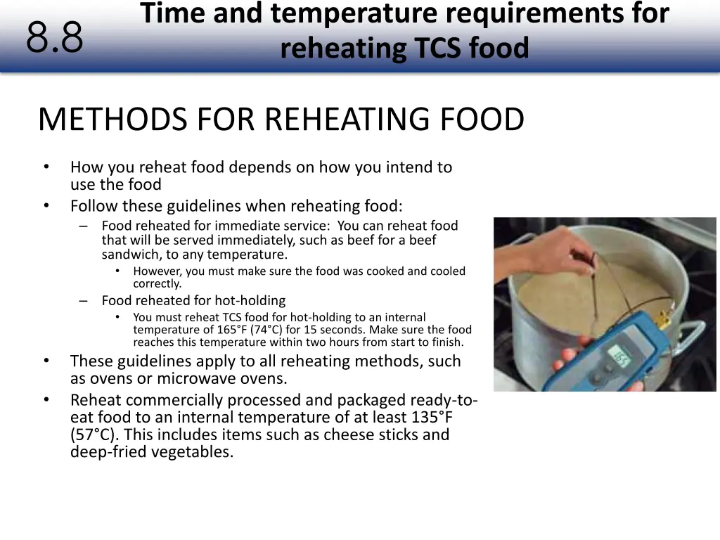 time and temperature requirements for reheating