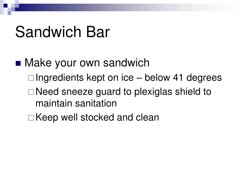 sandwich bar