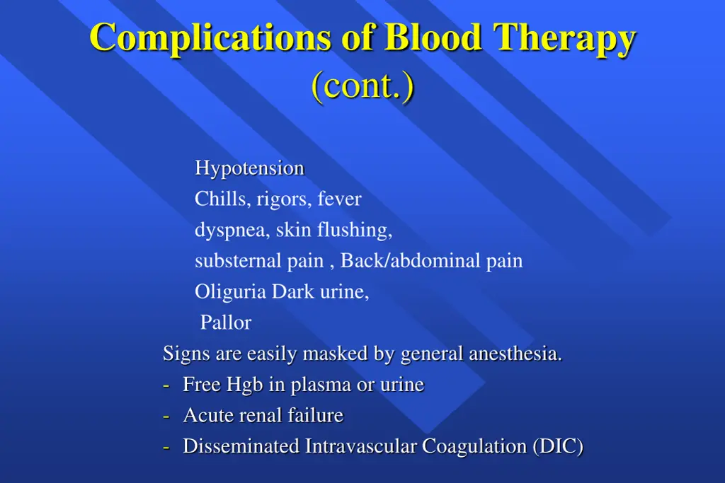 complications of blood therapy cont 1